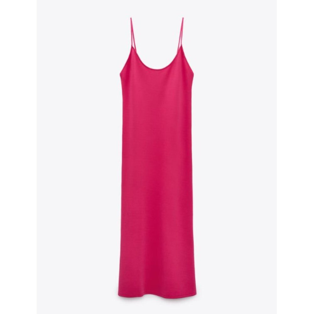 Zara Low Back Midi Dress with Straps - Fuchsia